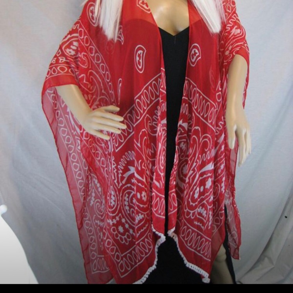 Red bandanna kimono